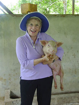 Pat with pig.
